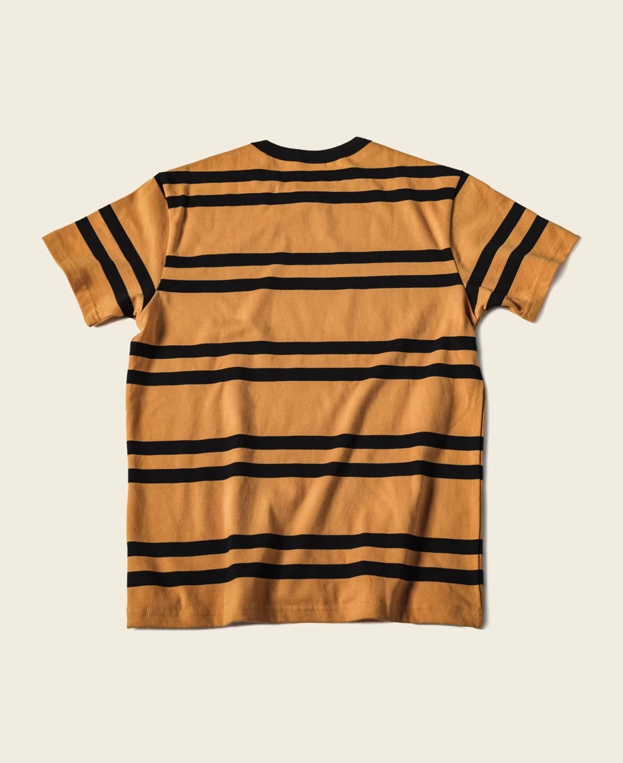 Bronson Men's Ivy Style Striped T-Shirt - 9.8 Oz Yellow & Black Casual Tee