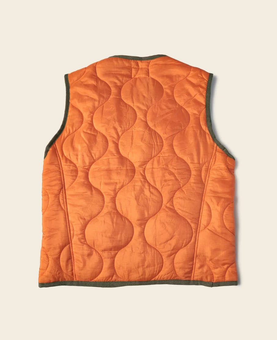 Bronson Men's Orange Military Quilted Ripstop Nylon Padded Vest