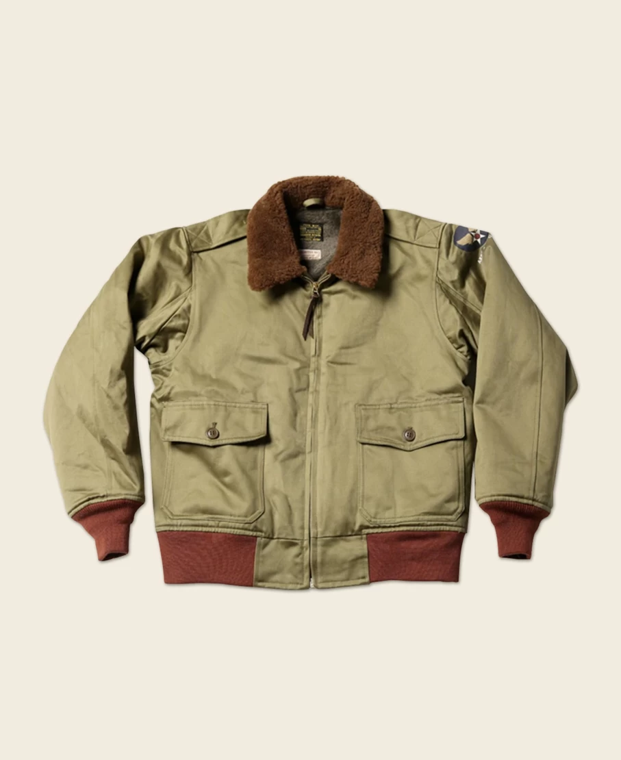 Bronson Men's B-10 Flight Jacket in Khaki Green - USAAF Type Bomber Jacket for Men