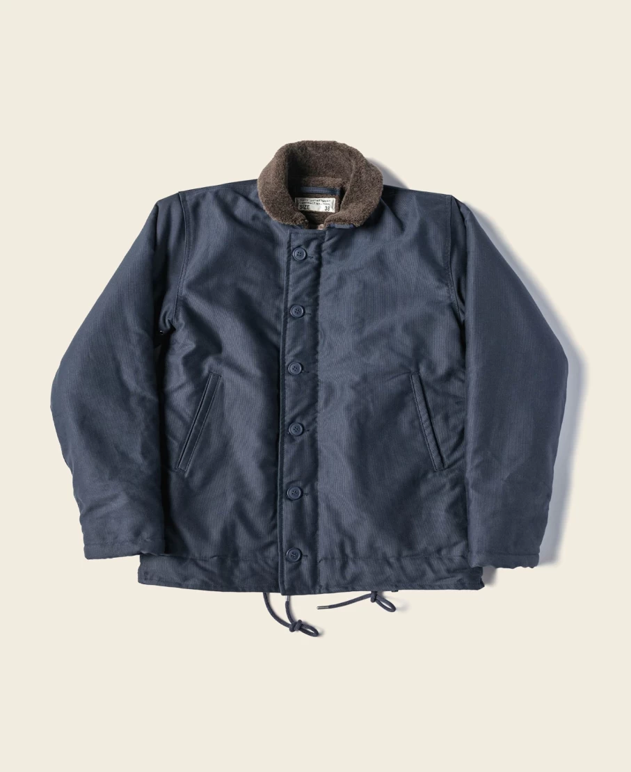 Bronson Men's Navy N-1 Deck Jacket - 1943 US 1st Type Stencil Military Style Coat
