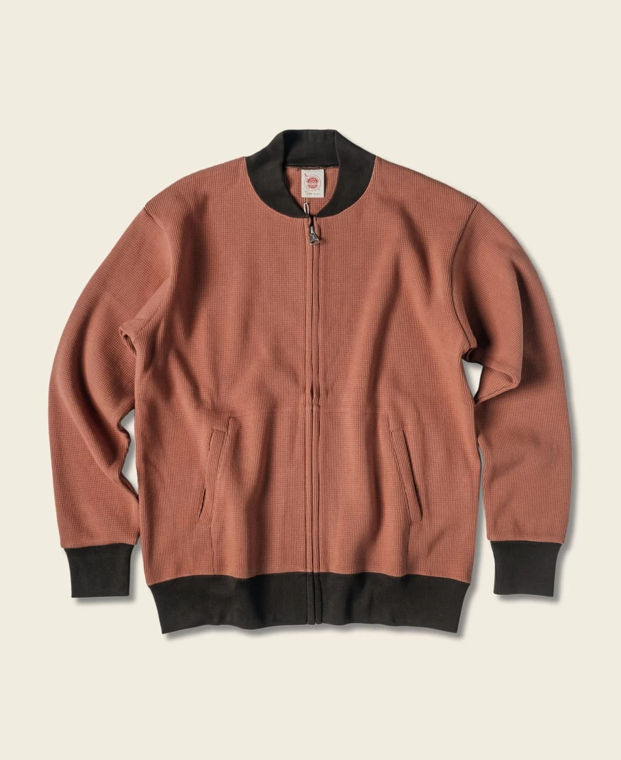 Bronson Men's Orange Waffle Cotton Full-Zip Track Jacket - Breathable Athletic Hoodie