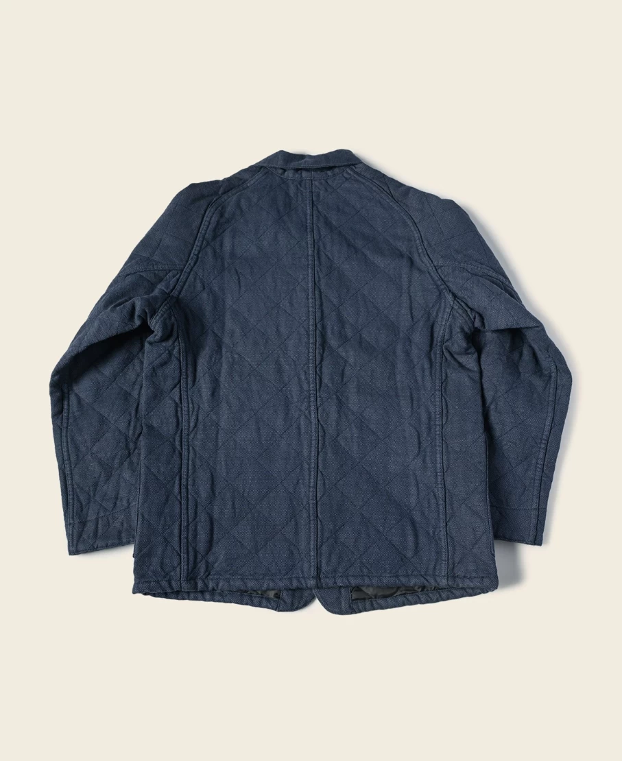 Bronson Men's Indigo Cotton-Linen Quilted Chore Jacket - Padded Workwear Coat