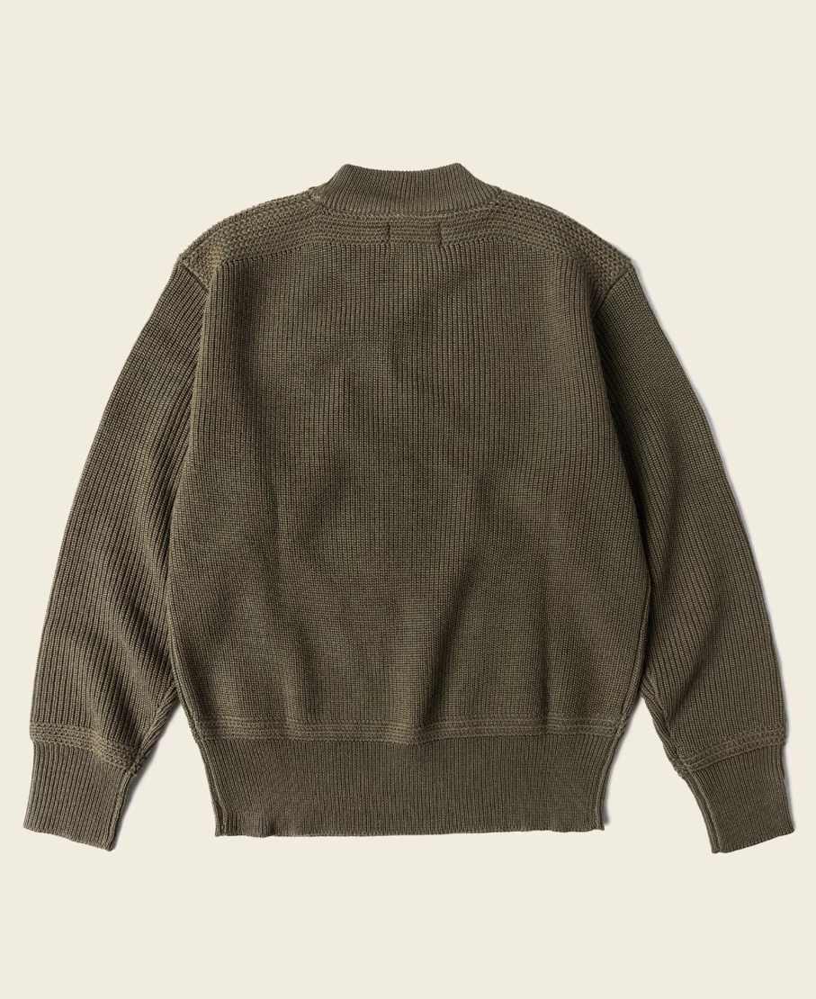 Bronson Men's Olive Wool USN Sweater - Vintage Pre-War Military Style