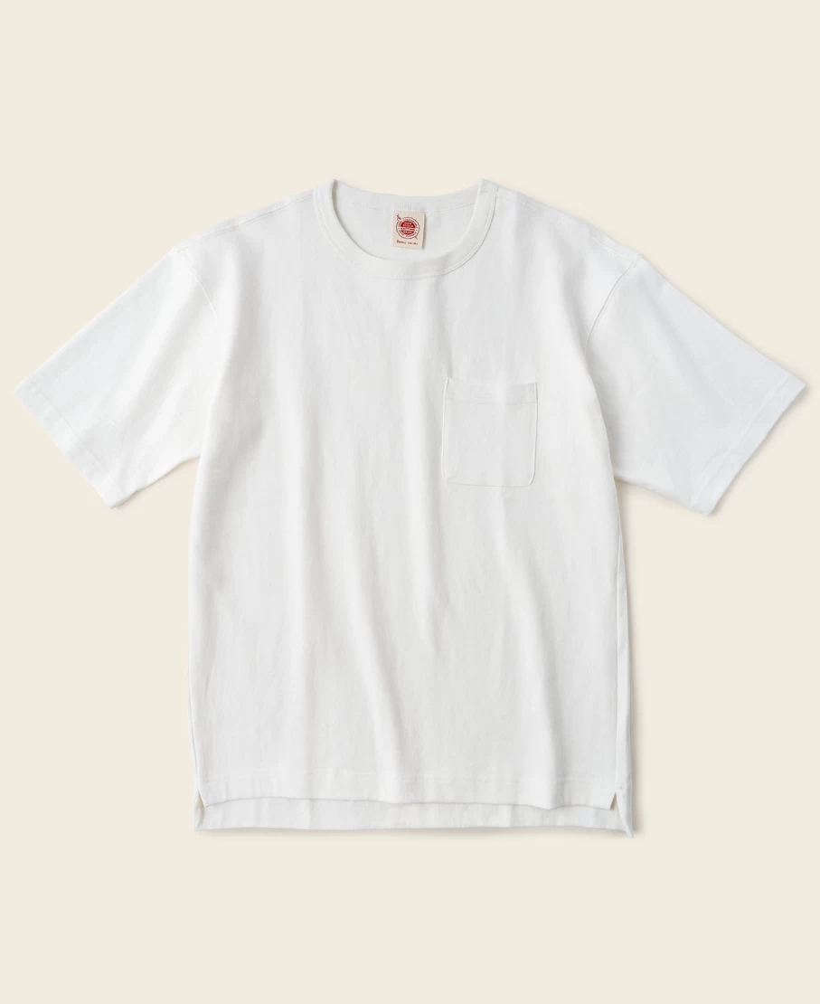 Bronson Men's White Classic Cotton Pocket T-Shirt - 9.8 Oz Premium Quality Crew Neck Tee