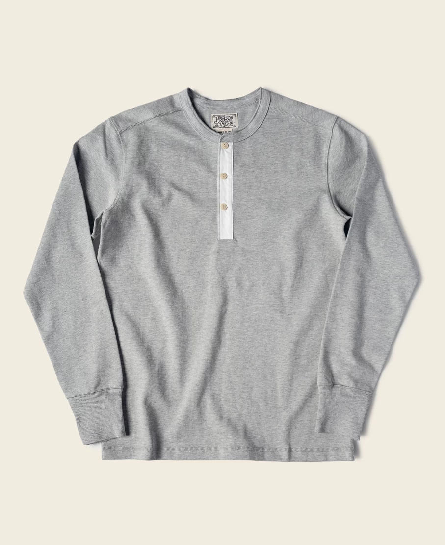 Bronson Men's Vintage Gray Long Sleeve Henley Shirt