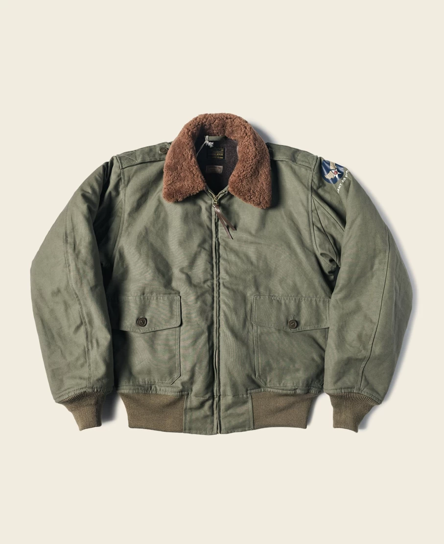 Bronson Men's Olive B-10 Flight Jacket - USAF Type Military Aviation Apparel