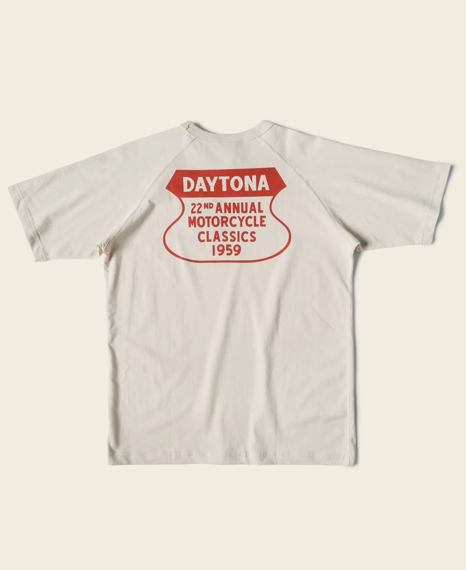 Bronson Men's Apricot Retro Motorcycle Rider Graphic Raglan Sleeve T-Shirt