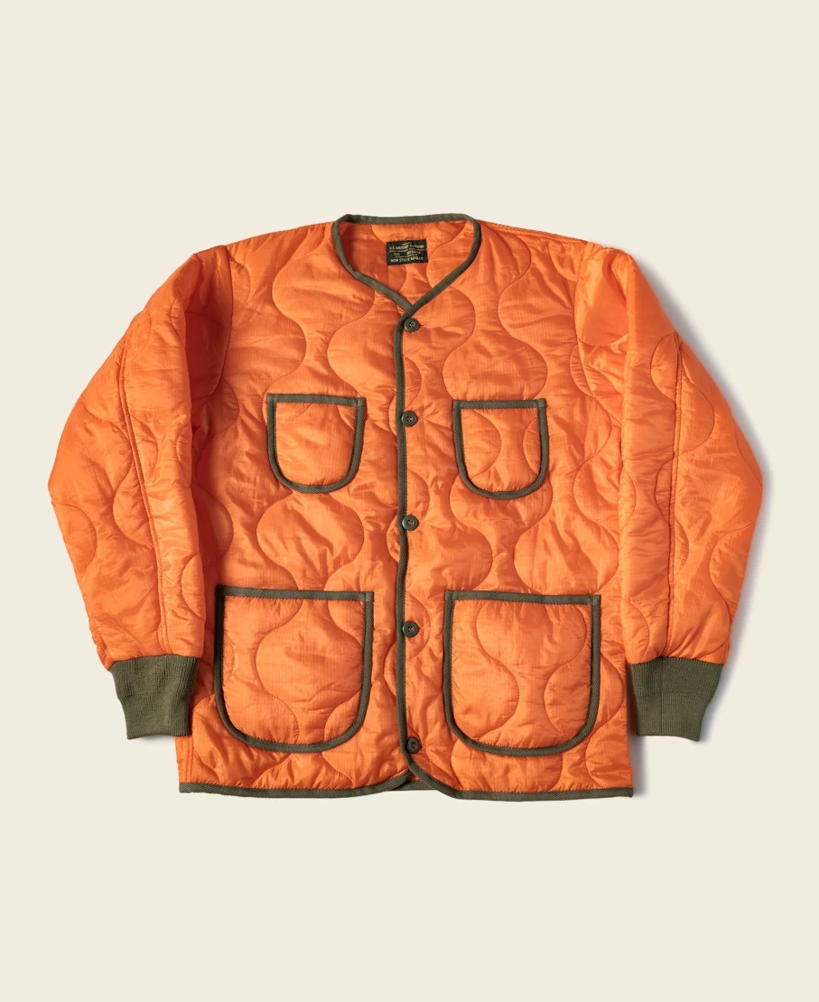 Bronson Men's Orange Military Quilted Ripstop Nylon Jacket - Tactical Padded Coat