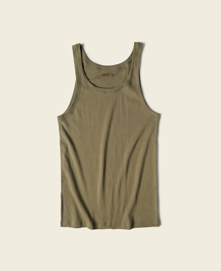Bronson Military Olive Cotton Tank Top for Men - Heavy Duty Sleeveless Shirt