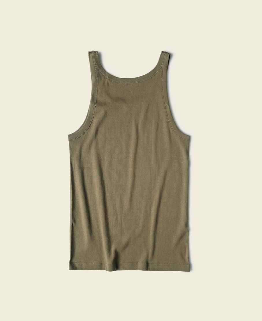 Bronson Military Olive Cotton Tank Top for Men - Heavy Duty Sleeveless Shirt