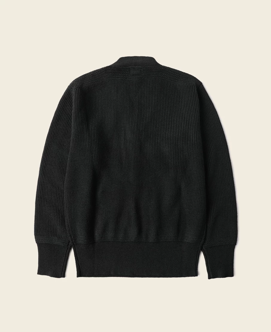 Bronson Men's Black USAF Type A-1 V-Neck Mechanics Sweater - Military Style Knit Pullover