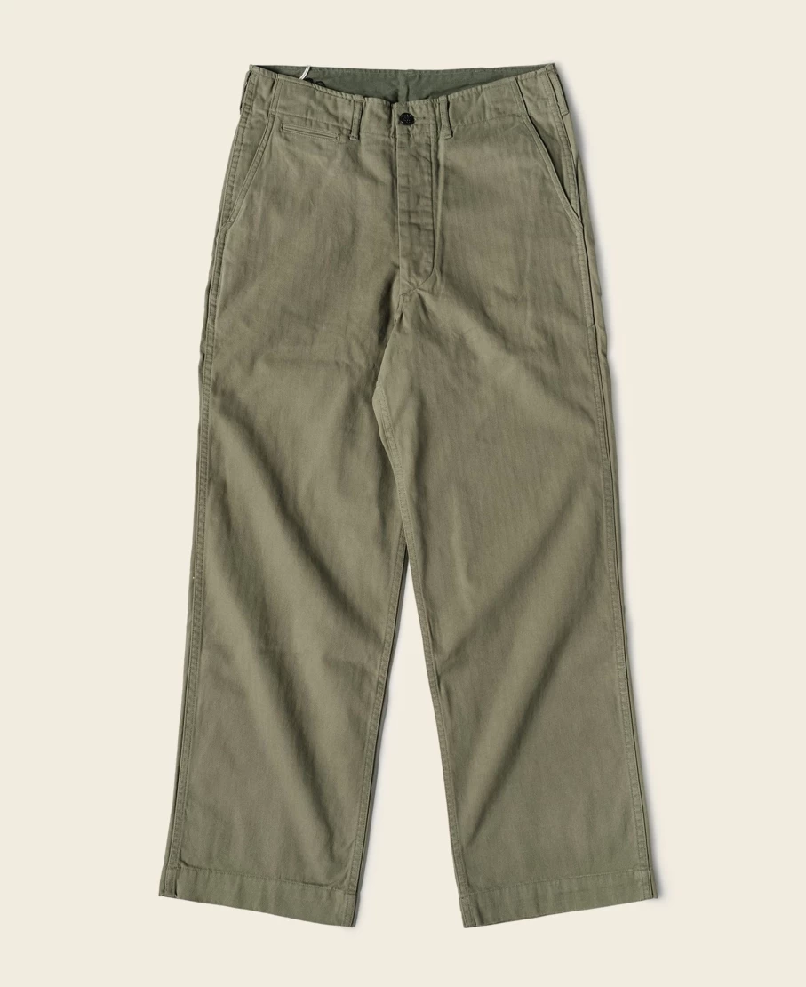 Bronson Men's Olive M-41 HBT Fatigue Trousers - US Army Style Military Pants
