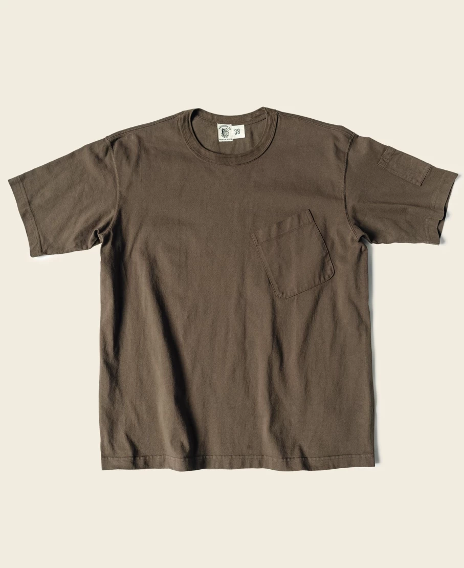 Bronson Men's Coffee High Twist Cotton Slanted Pocket T-Shirt - Comfortable Tubular Fit