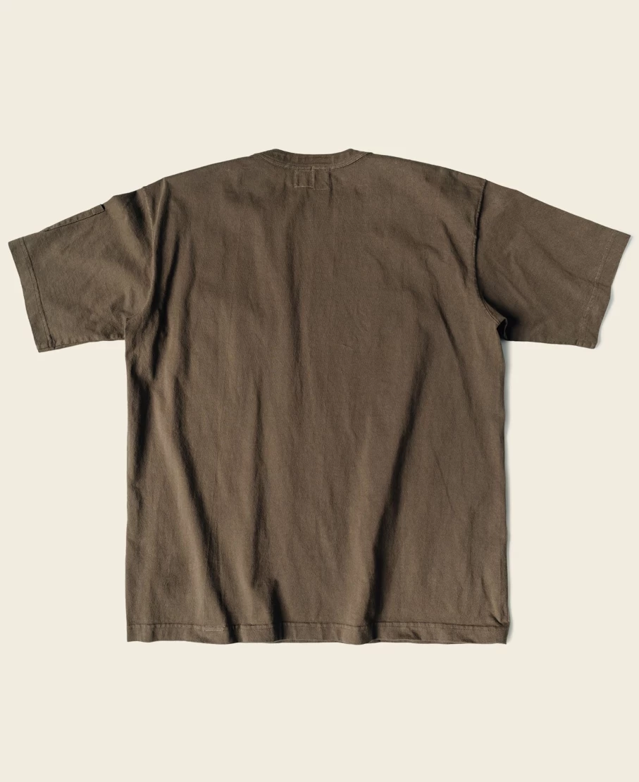 Bronson Men's Coffee High Twist Cotton Slanted Pocket T-Shirt - Comfortable Tubular Fit