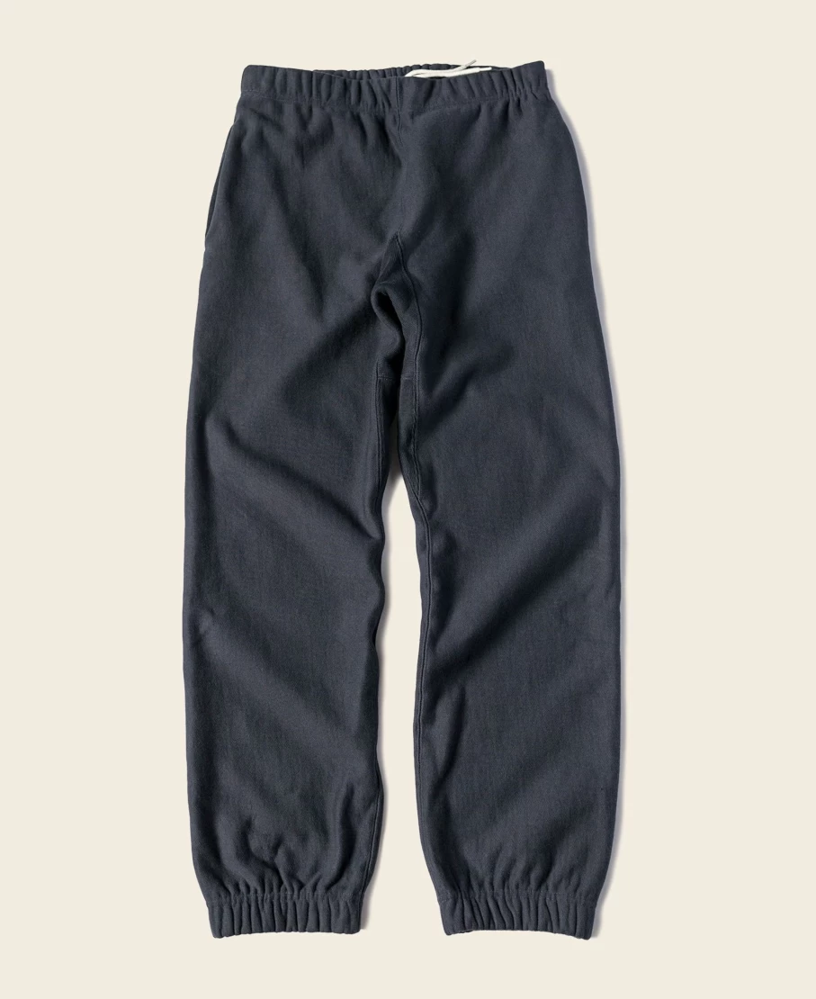 Bronson Men's Black 1950s Terry Cloth Reverse Weave Sweatpants - 20.5 Oz Heavyweight Vintage Style