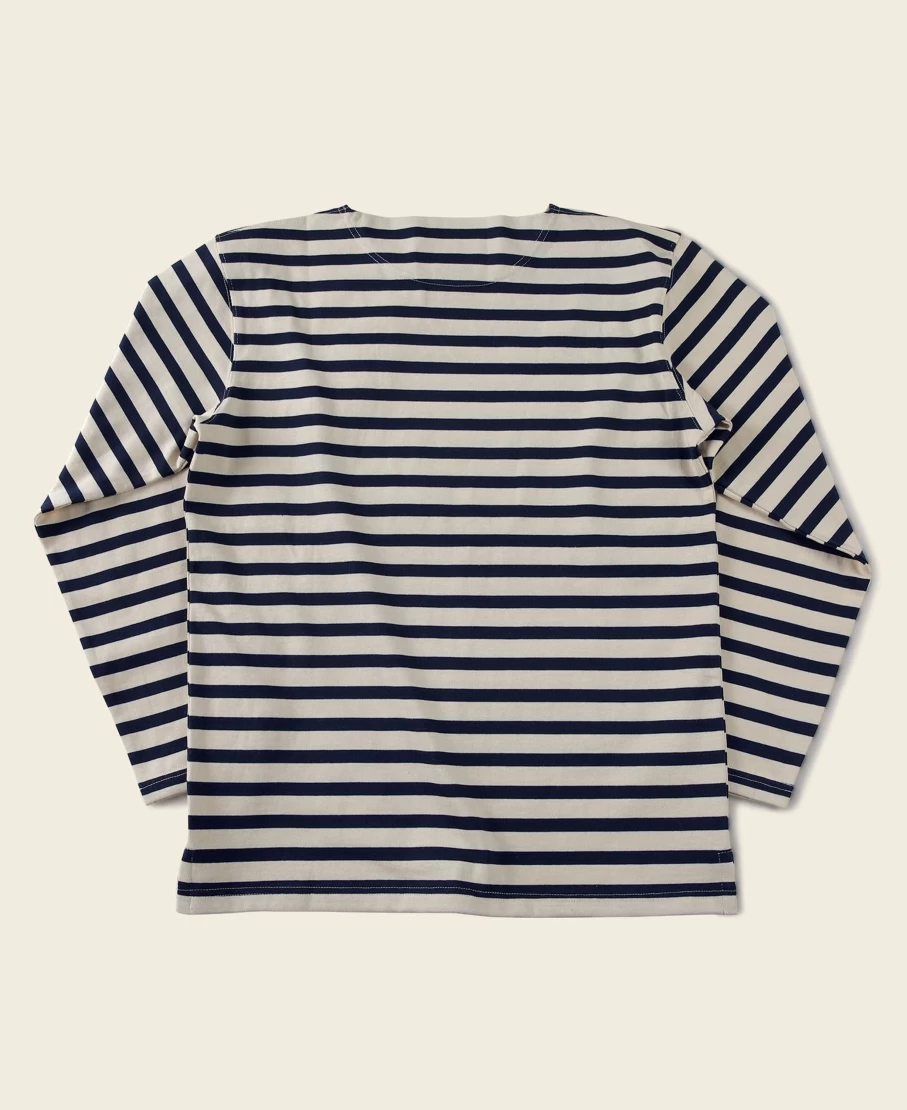 Bronson Men's Apricot & Navy Breton Stripe Long Sleeve T-Shirt