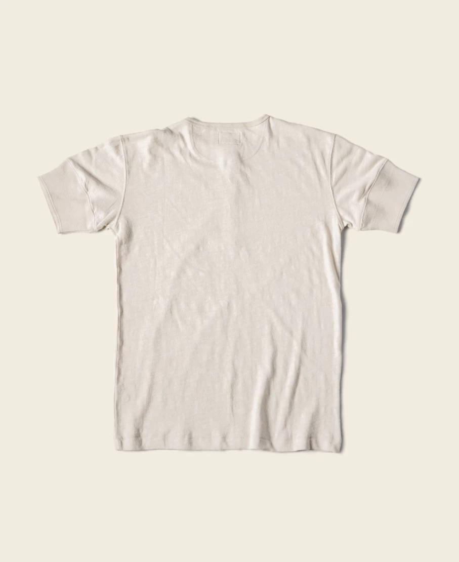 Bronson Men's 1890s Slub Cotton Henley T-Shirt in Cream White - Vintage Style