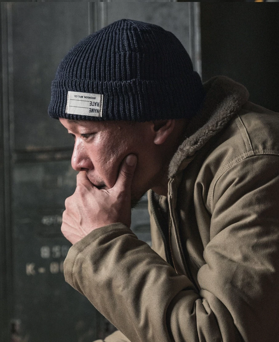 Bronson Men's Navy US Watch Cap - Military Style Beanie for Cold Weather