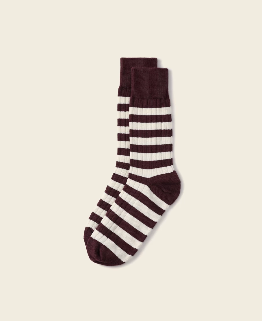 Bronson Men's Retro Striped Cotton Socks - Red/White Vintage Style Casual Footwear