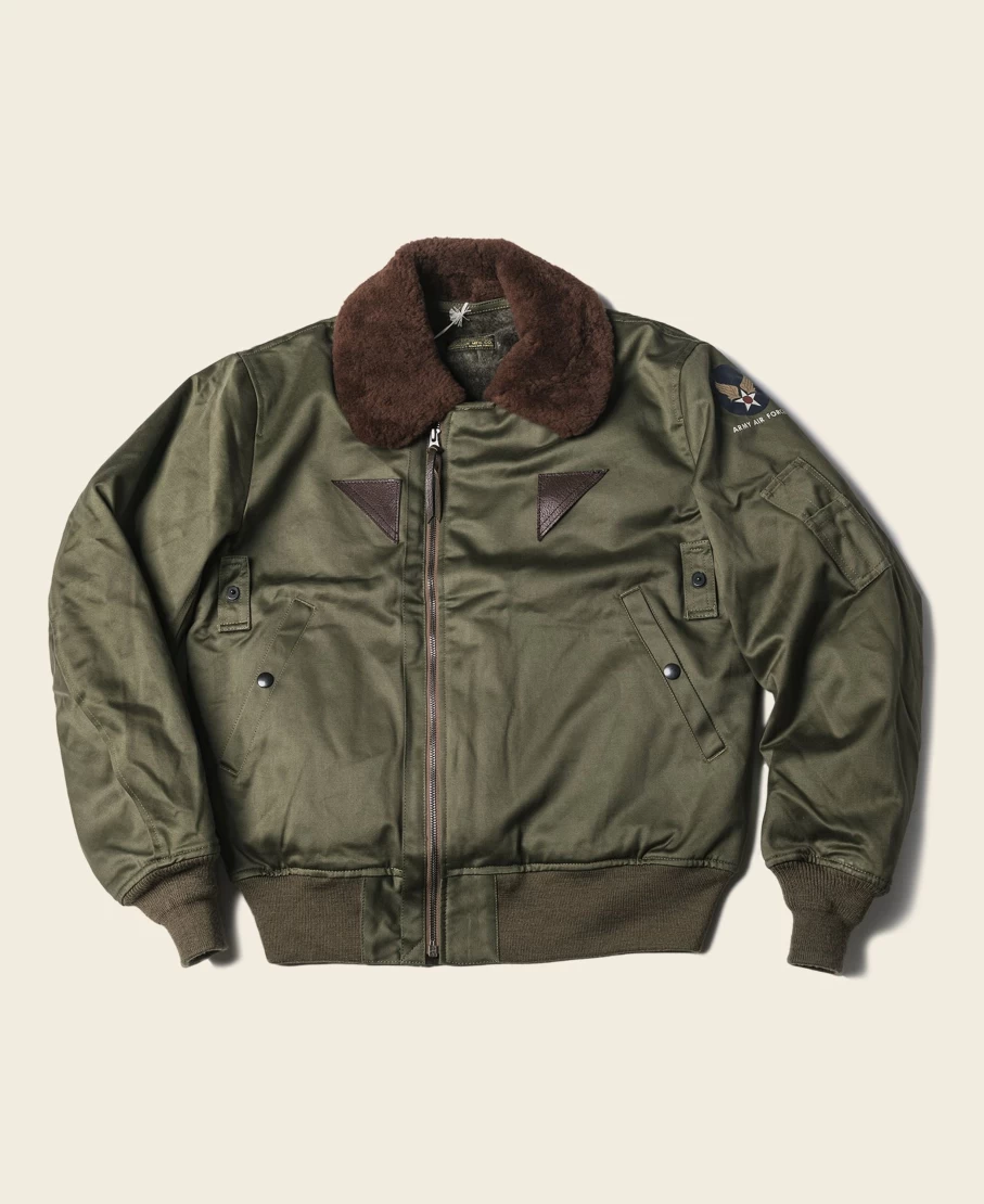 Bronson Men's Olive B-15A Flight Jacket - USAAF Type Bomber Jacket for Men