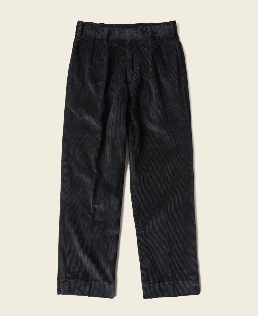 Bronson Men's Black 8 Wale Corduroy Trousers - 12.5 Oz Heavyweight Cotton Pants