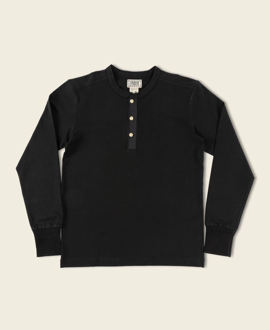 Bronson Men's Vintage Black Long Sleeve Henley Shirt