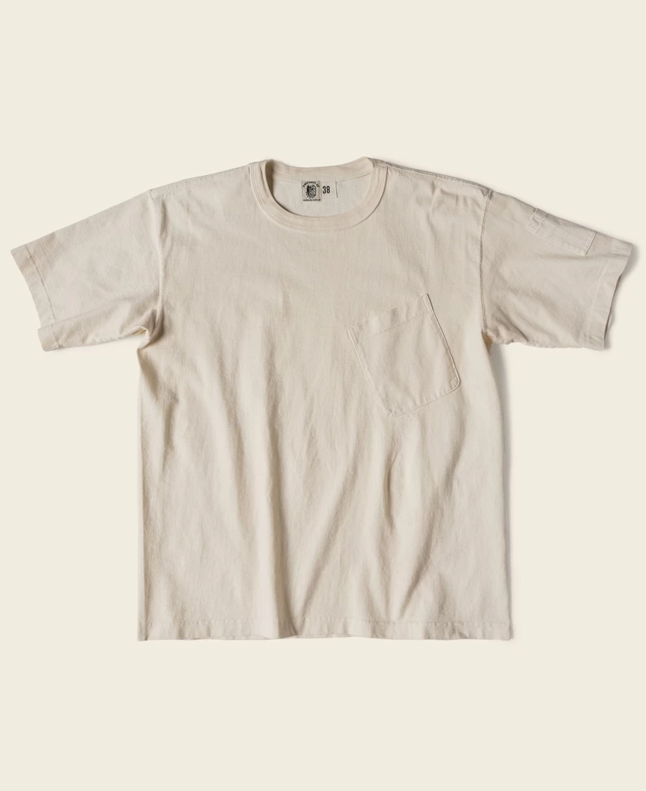 Bronson Men's Apricot Slanted Pocket High Twist Cotton Tubular T-Shirt