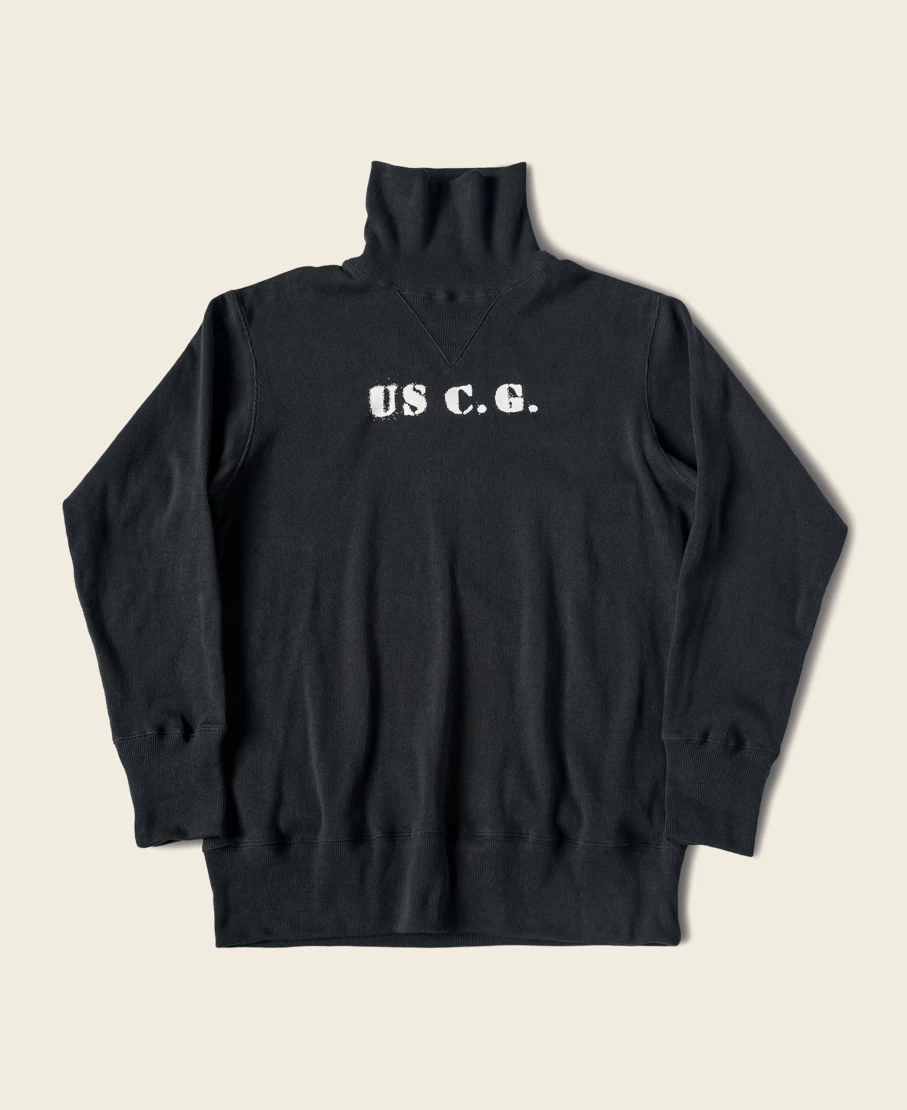 Bronson Men's 1930s USCG Black Turtleneck Thermal Sweater Vintage Style