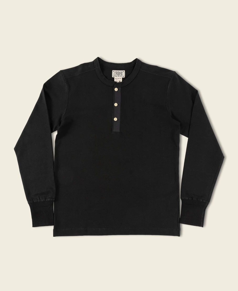 Bronson Men's Vintage Black Long Sleeve Henley Shirt
