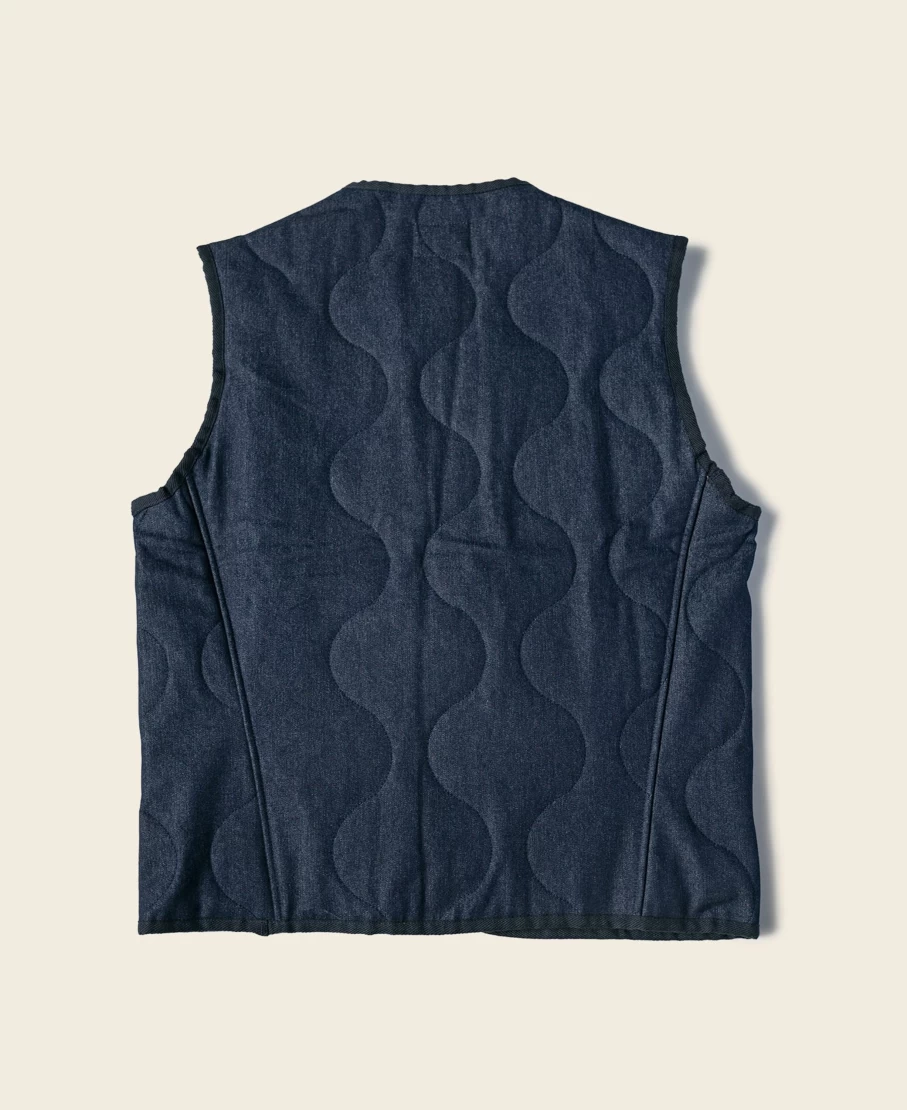 Bronson Men's Navy Military Quilted Denim Vest Padded Jacket