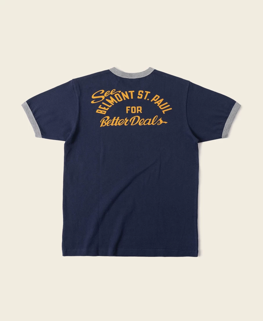 Bronson Men's Navy Retro Motorcycle Rider Graphic T-Shirt - Vintage Biker Print Tee