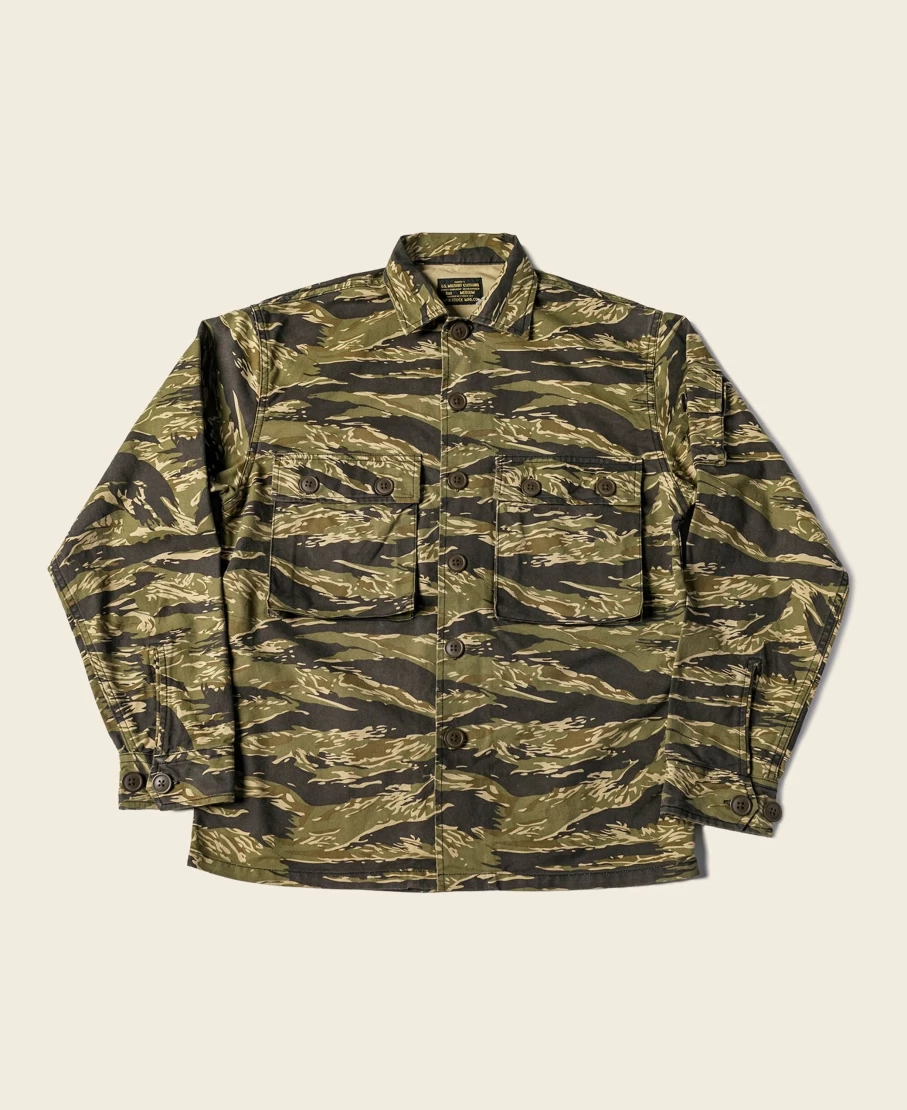 Bronson Men's Camo Golden Tiger Print Shirt - Military Style Top