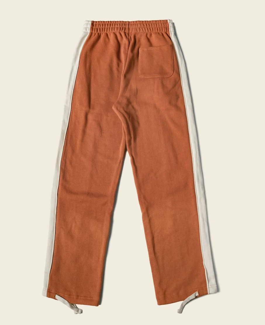 Bronson Men's Orange Classic Straight-Leg Cotton-Terry Sweatpants with Striped Design and Embroidered Logo